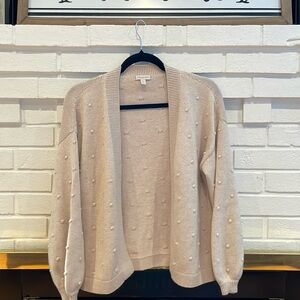 Garnet Hill Women’s Bobble Stitch open cardigan sweater xs